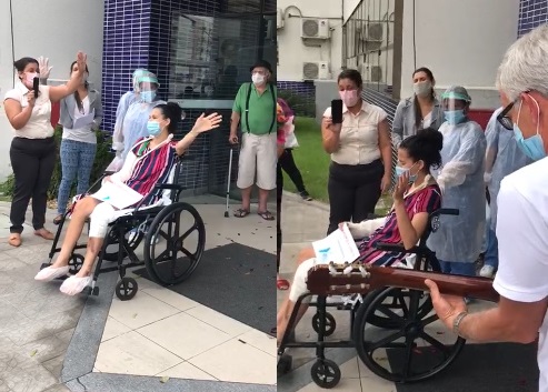 Aplausos, louvor e emoção na saída de Priscila do hospital