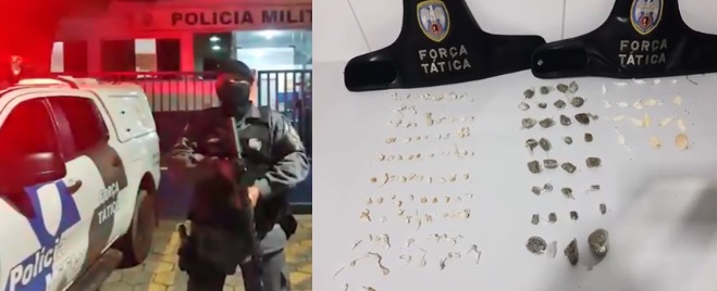 Força Tática apreende maconha e crack no bairro Aviso.