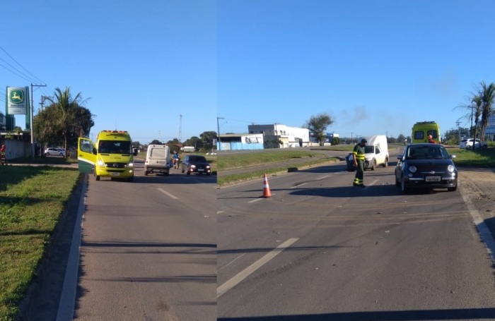 Strada roda na pista após colisão na BR-101, em Linhares