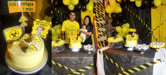 Casal de Linhares faz ornamento zebrado para comemorar mesversário do filho
