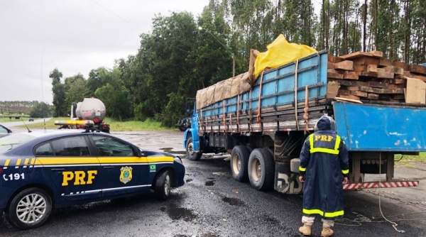 Sooretama: PRF apreende madeira nativa transportada ilegalmente na BR 101 