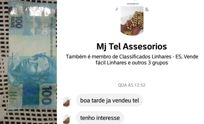 Bandido paga celular com nota falsa e ainda ganha desconto em Linhares