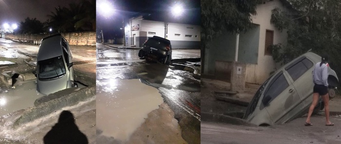 Carro cai no valão, no bairro Aviso