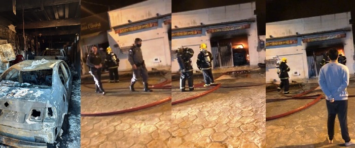 Acabou a água: Mulher se desespera enquanto fogo consome Espetinho no Laguna