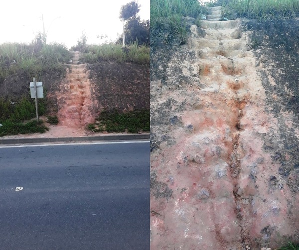 Moradores se arriscam em acesso improvisado aos pontos de ônibus da BR-101 em Linhares