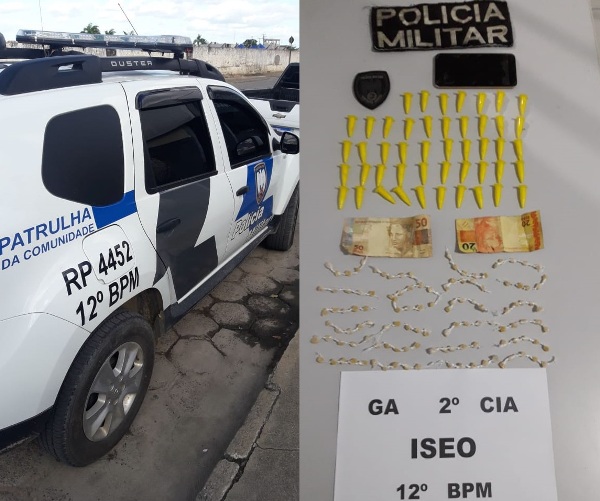 Movelar: PMs Sombras encontram drogas em terreno baldio e levam dois indivíduos para a delegacia