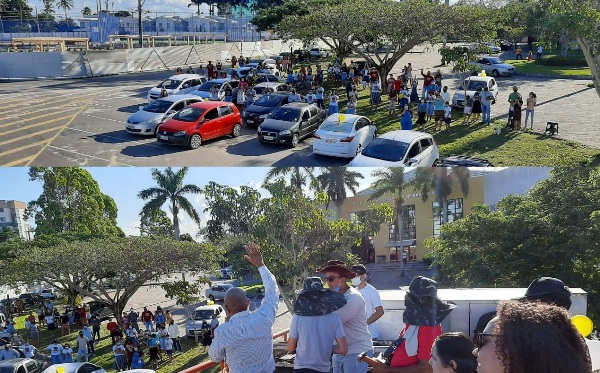 Destaque: Carros e gente chamam a atenção em frente ao Fórum de Linhares