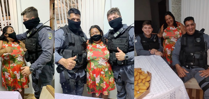 Moradora de Linhares realiza sonho de conhecer os PMs Sombras no dia do aniversário