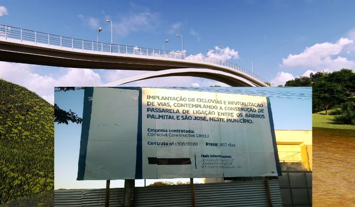 R$ 8 milhões: Leitores cobram valor de obra de passarela em placa informativa