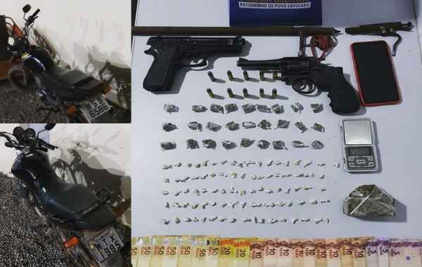 PM apreende drogas, arma de fogo, recupera veículos e leva 3 para a delegacia de Linhares