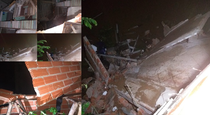 Rio Pequeno: Casa desaba no Centro de Linhares