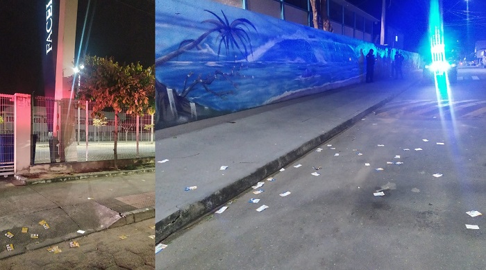 Sábado: Santinhos são jogados em frente a locais de votação em Linhares