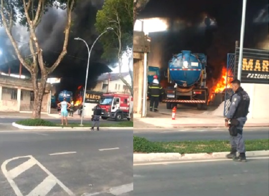 Perícia apontará causa de incêndio em estabelecimento comercial, no Shell 