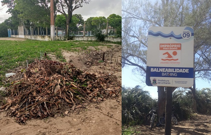 Ponto viciado de descarte de lixo e placa sobre praia chamam a atenção em Regência