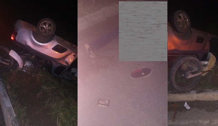 Acidente entre carro e moto com registro de ferido na Estrada da Lagoa Nova