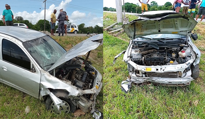 PM atende ocorrência de acidente na Estrada do Pontal