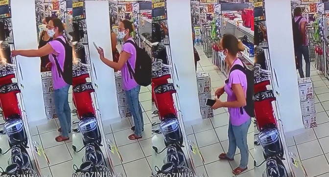 Vídeo: Mulher furta celular de gerente de loja no Centro de Linhares