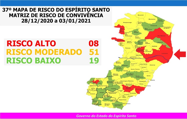 Linhares entra para Risco Alto no Mapa de Covid-19