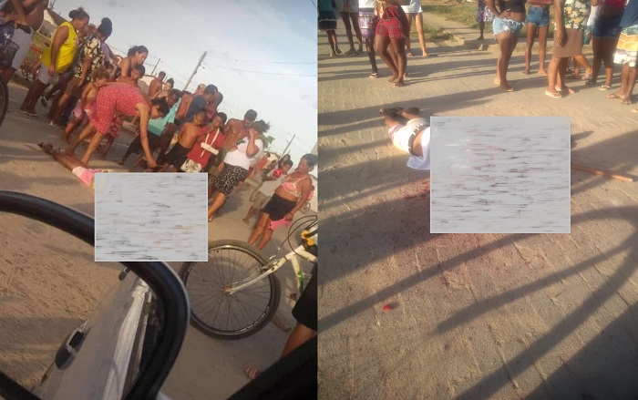 Homicídio: Populares se aglomeram em volta de corpo de jovem em Linhares
