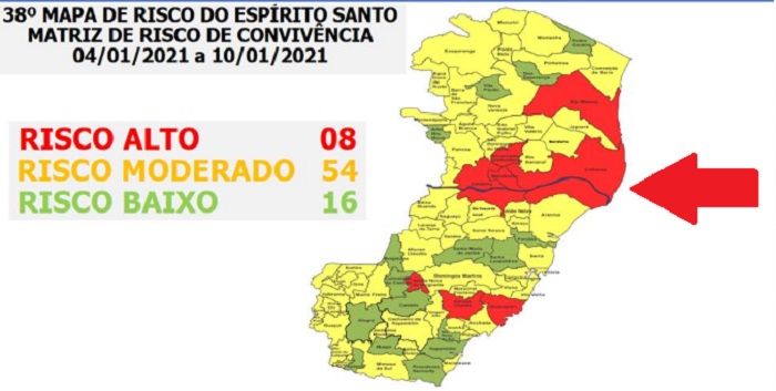 Linhares continua no vermelho: Confira detalhes no novo Mapa de Risco da Covid-19