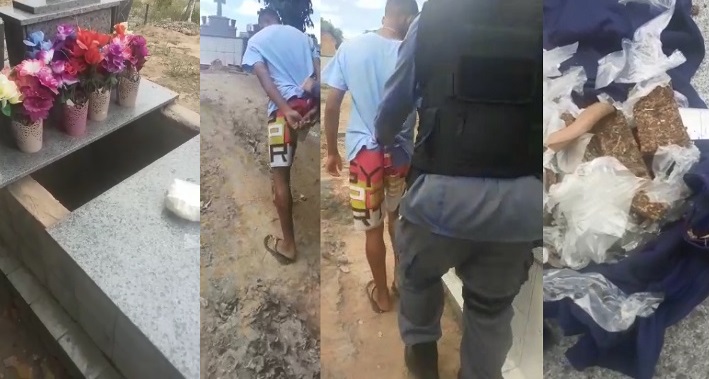 Vídeo: Traficante esconde droga dentro de cemitério em Linhares