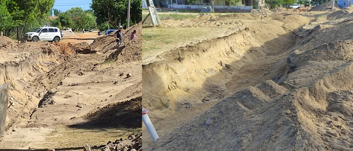 Obras deixam ruas intransitáveis, e vias mais parecem areal da praia de Pontal do Ipiranga