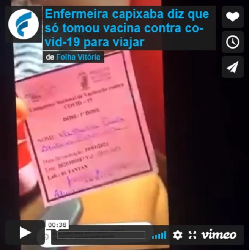 Enfermeira de hospital em Vitória será investigada após dizer que só tomou vacina para viajar