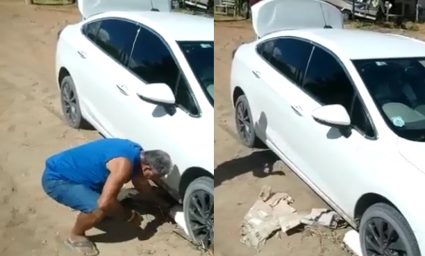 Pontal: Carros quebram em rua de areia por conta de obras em pleno verão. Vídeo: