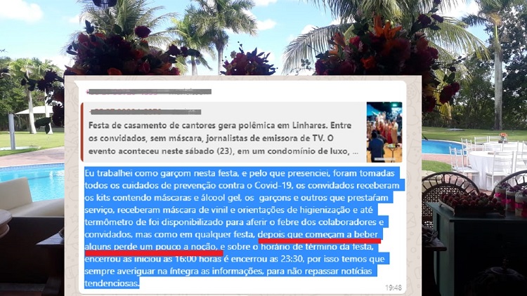 Festa polêmica em Linhares: Garçom mostra fotos, fala sobre cuidados e justifica: