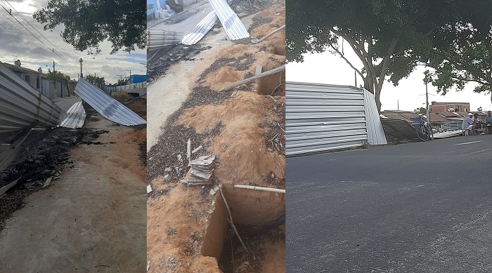 Revoltados: Moradores derrubam (de novo) placas de obra paralisada no Santa Cruz