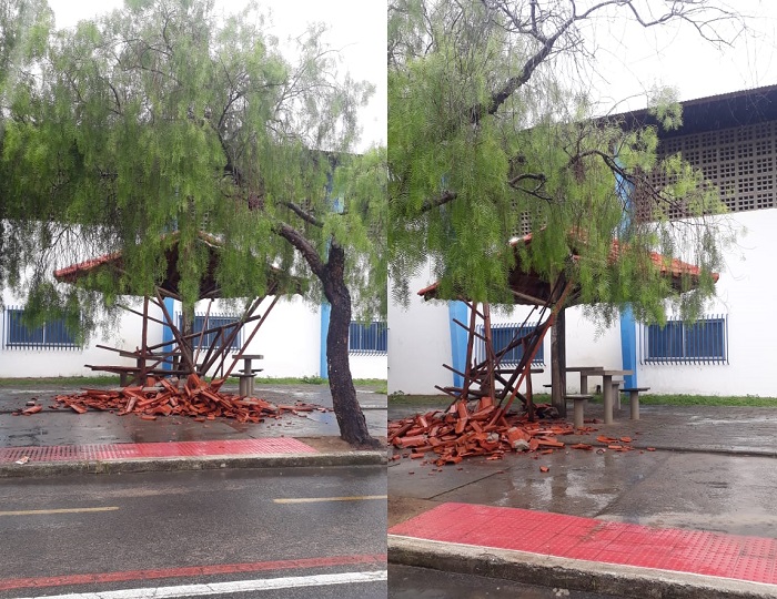 De novo: Telhado de quiosque desaba pela terceira vez no Araçá