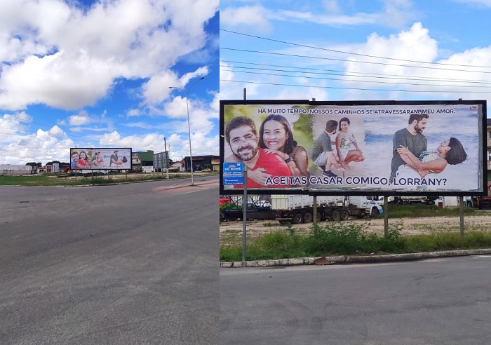 Aceita casar comigo? Outdoor chama a atenção em Linhares
