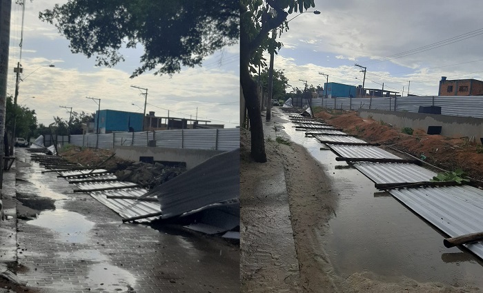 Tapumes de obra abandonada caem, e rua “some” no Santa Cruz