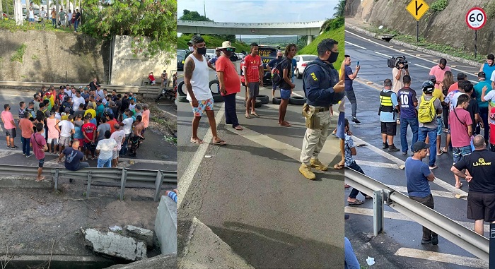 Vídeo: BR-101 fechada durante quase 2 horas em Linhares em protesto contra aumento do preço da gasolina