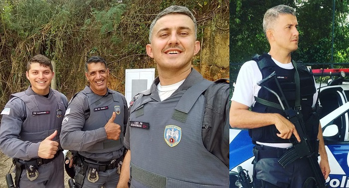 Cabo Bonadiman está de volta ao 12º Batalhão. Olha ele ao lado dos PMs Sombras