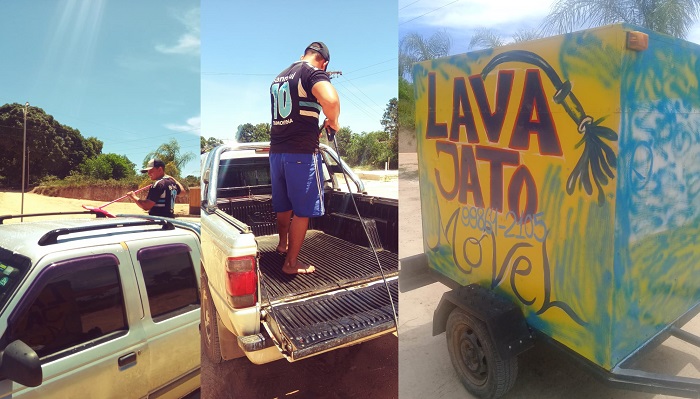Em Linhares, casal lava o seu carro ou moto onde ele estiver estacionado