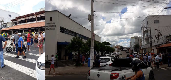 Fora, gritam comerciantes de Linhares para emissora de TV durante protesto contra quarentena