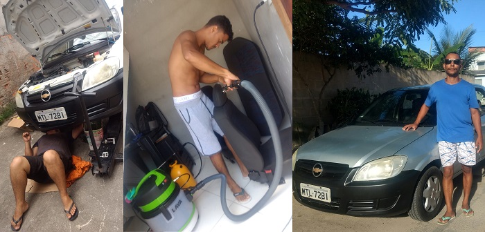Ação de motoristas de aplicativo deixa novinho Celta encontrado boiando durante temporal em Linhares
