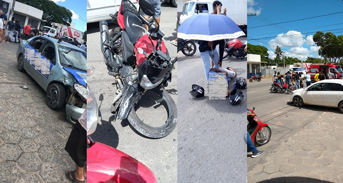 Acidente entre carro e moto no bairro Aviso