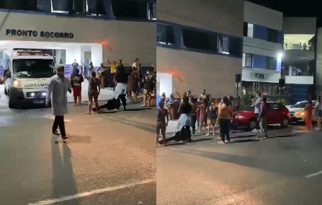 Evangélicos pedem milagre através de louvor em frente ao Hospital Rio Doce