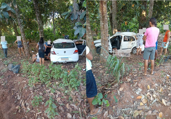 GCM, namorada e criança são socorridos após carro bater contra árvore em Linhares