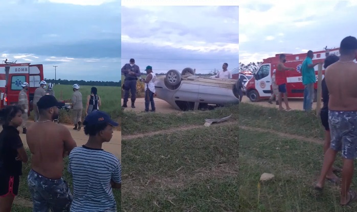 Vídeo: Carro com casal capota no interior de Linhares