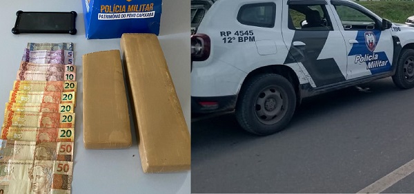Quase 2kg de maconha apreendidos no Jocafe 1. PM levou 2 indivíduos para a DRL