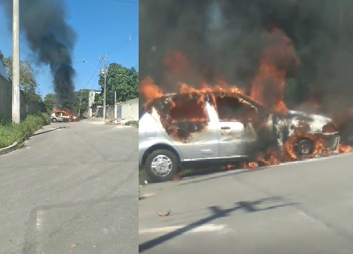 Vídeo: Carro pega FOGO e motorista sai às pressas do veículo no bº Interlagos