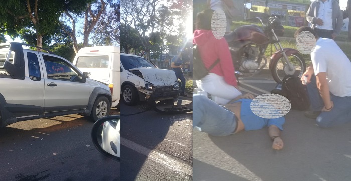 Engavetamento e acidente com moto na lateral da BR-101, em Linhares