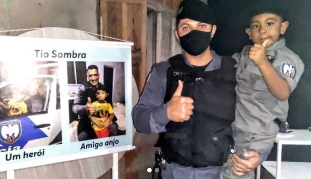 “Tio Sombra”: Herói de garotinho é lembrado através de fotos em festa de aniversário
