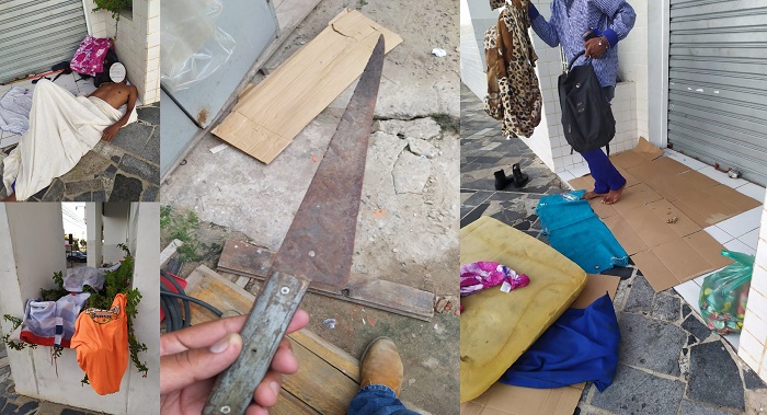 Faca é encontrada em pertences de moradores de rua no Centro de Linhares