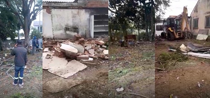Vídeo: Após homicídio, imóvel do Saae abandonado no Centro de Linhares é demolido