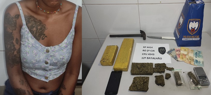 Mulher é presa quando levava tablete de maconha para cortar e revender em Linhares