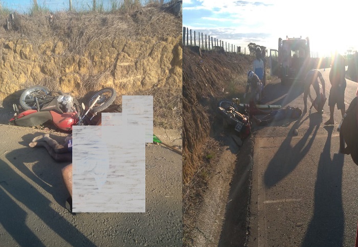 Amigos sofrem ferimentos em queda de moto na Estrada do Guaxe